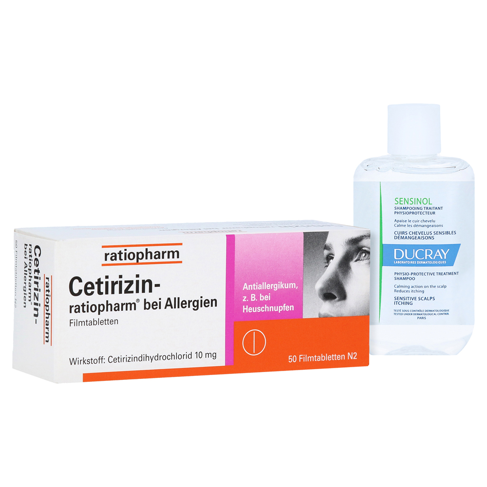 Cetirizin-ratiopharm bei Allergien + DUCRAY SENSINOL Shampoo 30 ml