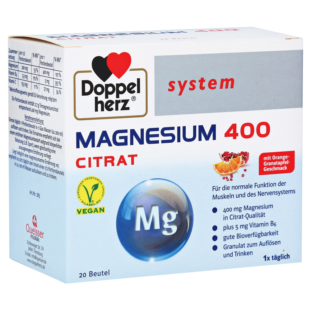 DOPPELHERZ Magnesium 400 Citrat system Granulat