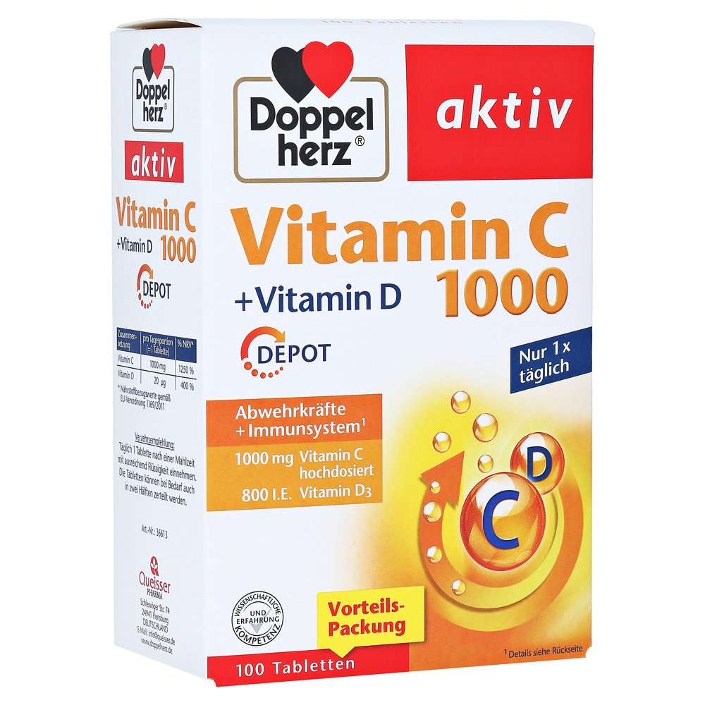 DOPPELHERZ Vitamin C 1000+Vitamin D Depot Tabl.